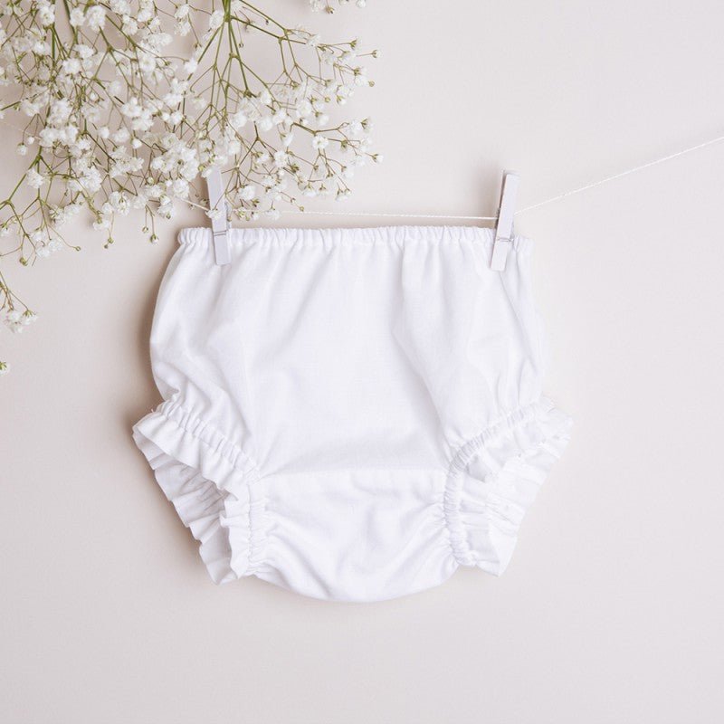 WHITE COTTON BLOOMERS - CottonKids.ie - Shorts - 0-1 month - 1-2 month - 12 month