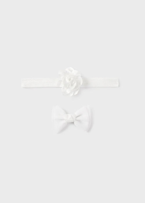 White Flower Headband & Bow Hair Clip Set (mayoral) - CottonKids.ie - Girl - Hair Accessories - Mayoral
