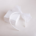 White Headband With Organdine Bow - CottonKids.ie - Girl - Hair Accessories -