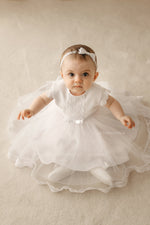 WHITE LACE TULLE DRESS FOR CHRISTENING (ANNA) - CottonKids.ie - Dress - 0-1 month - 1-2 month - 12 month