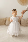WHITE LACE TULLE DRESS FOR CHRISTENING (ANNA) - CottonKids.ie - Dress - 0-1 month - 1-2 month - 12 month