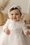 WHITE LONG SLEEVE CHRISTENING DRESS (EVA) - CottonKids.ie - Dress - 0-1 month - 1-2 month - 12 month