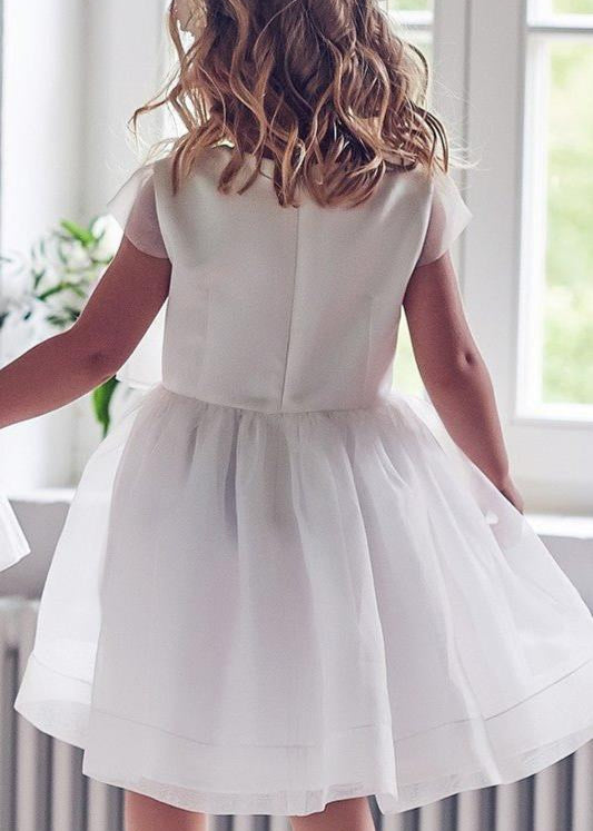 CORA white store short christening dress