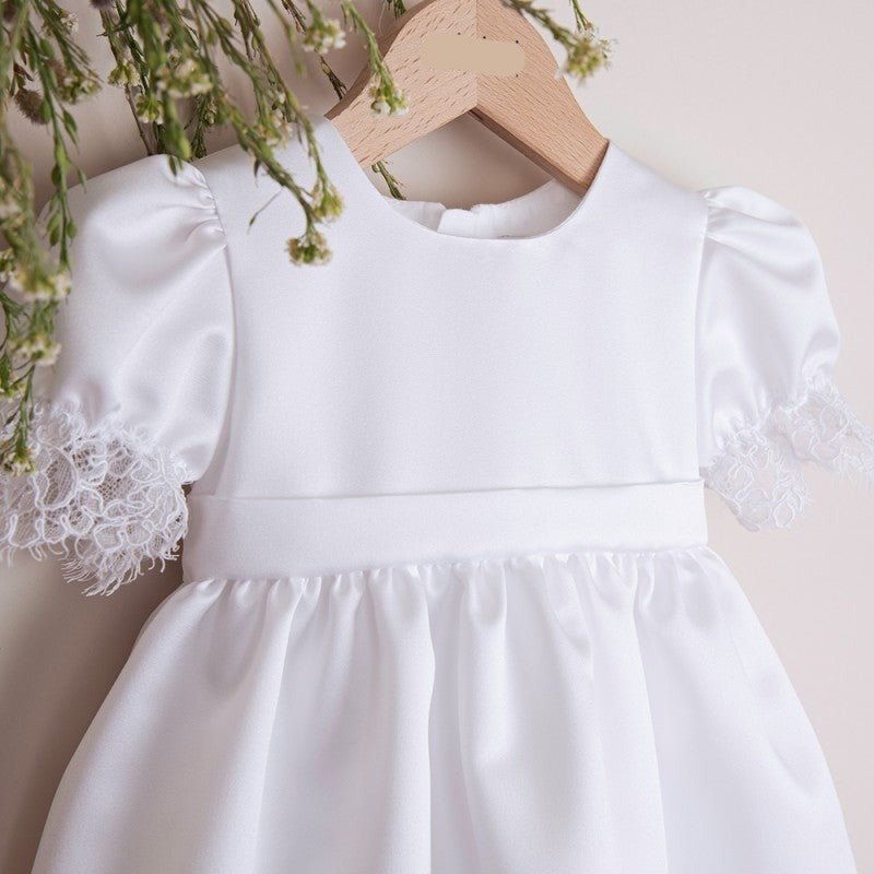 White Satin Dress With Lace Christening Ireland