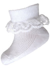WHITE CHRISTENING SOCKS WITH LACE FRILL IRELAND