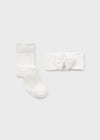 WHITE Tights and headband set for newborn girl - CottonKids.ie - 12 month - 18 month - Girl