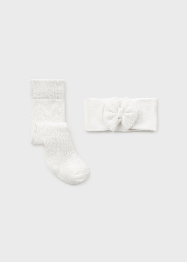 WHITE Tights and headband set for newborn girl - CottonKids.ie - 12 month - 18 month - Girl