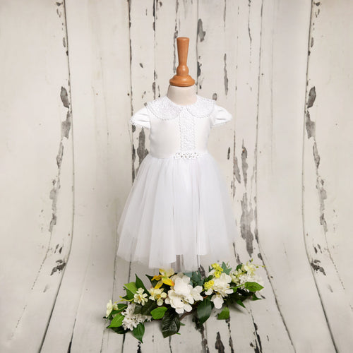 WHITE TULLE CHRISTENING DRESS, WITH COLLAR IRELAND