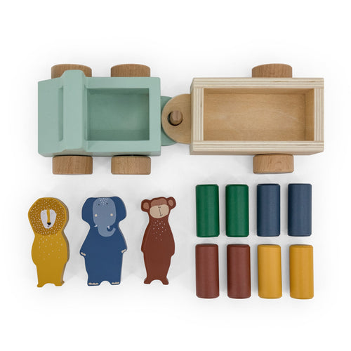 Wooden Animal Car With Trailer (trixie) - CottonKids.ie - - -